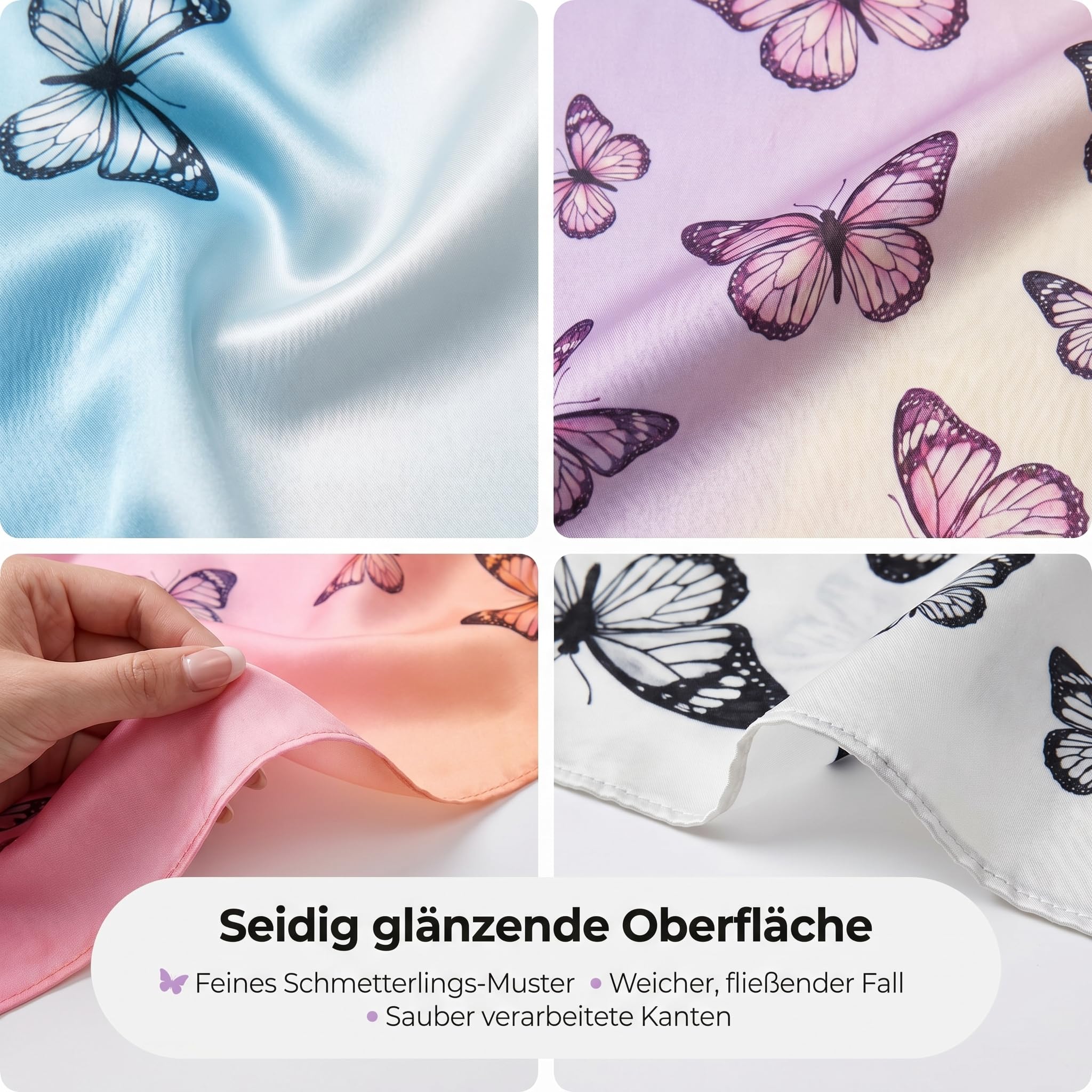 LK Trend & Style Pañuelo cuadrado con diseño de mariposas, 70 x 70 cm, 100% poliéster, accesorio para mujer
