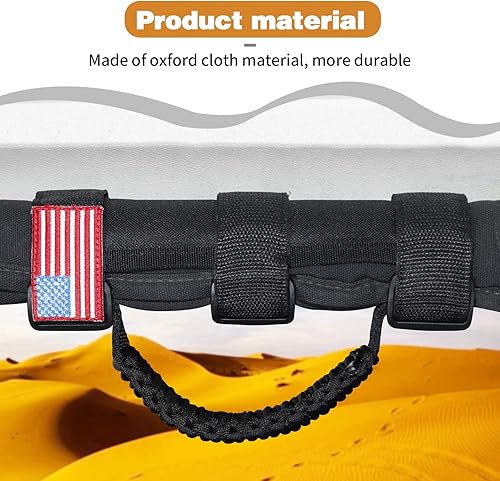 Miniatura 5 de Asas de agarre para Jeep Wrangler YJ TJ JK JL JT Roll Bar Accesorios interiores 1992-2023 (2 unidades, con patrón de bandera de Estados Unidos,