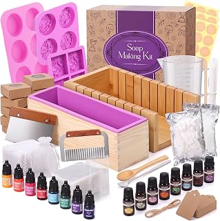 Honeydak Soap Making Kit, All in One DIY Soap Making Supplies for Adult | Wooden Box with Blade, Silicone Liner, Steel Cutters, Complete Supplies for DIY Handmade Bars, Ideal for Beginners and Gifts