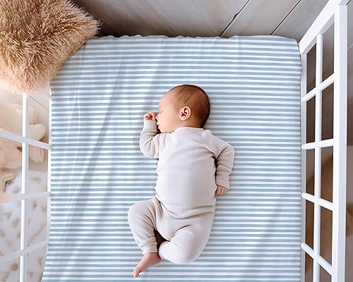 Miniatura 4 de Sorrel + Fern Paquete de 2 sábanas para cuna estándar (aeroplanos y nubes de acuarela), sábanas bajeras de primera calidad, mezcla de algodón suave