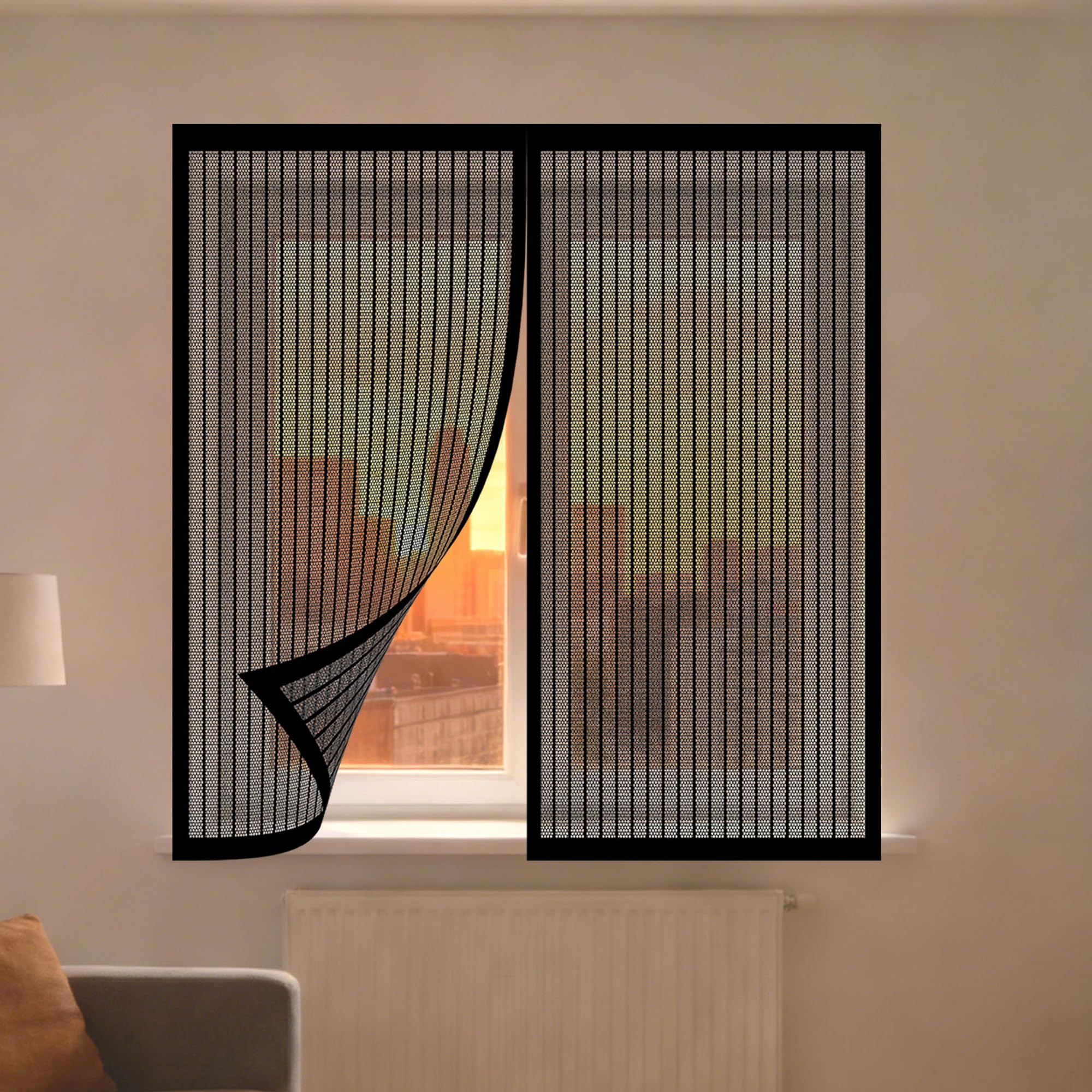 Magnetic Window Screen 75 x 115 cm Prevents Insects Flies Mosquitoes from Entering The Room Window Fly Net Easy Install for Living Room Bedroom Offfice, Black