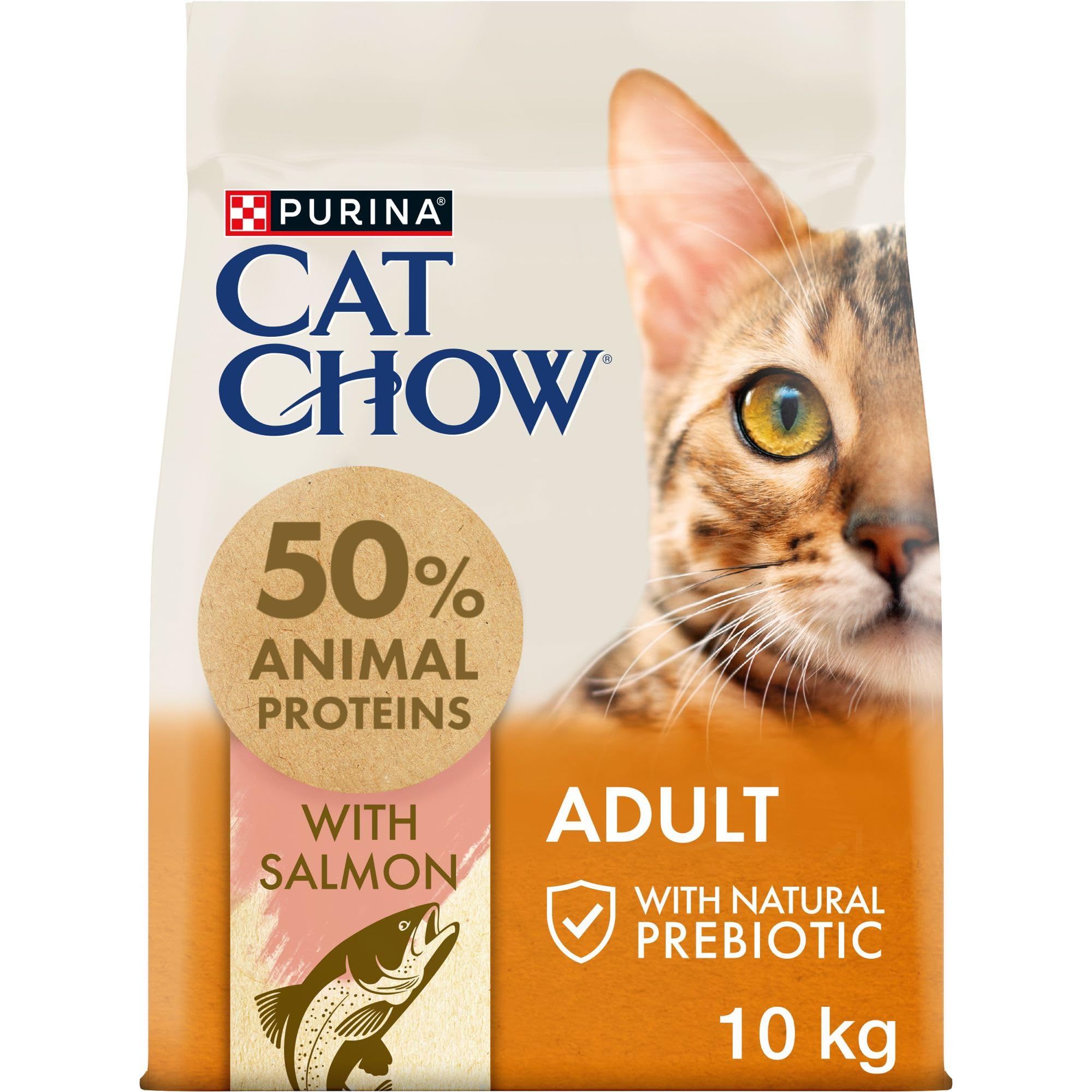 PURINA CAT CHOW | Adulte | Croquettes pour Chat | NaturiumTM | Saumon | 10 kg | Sac