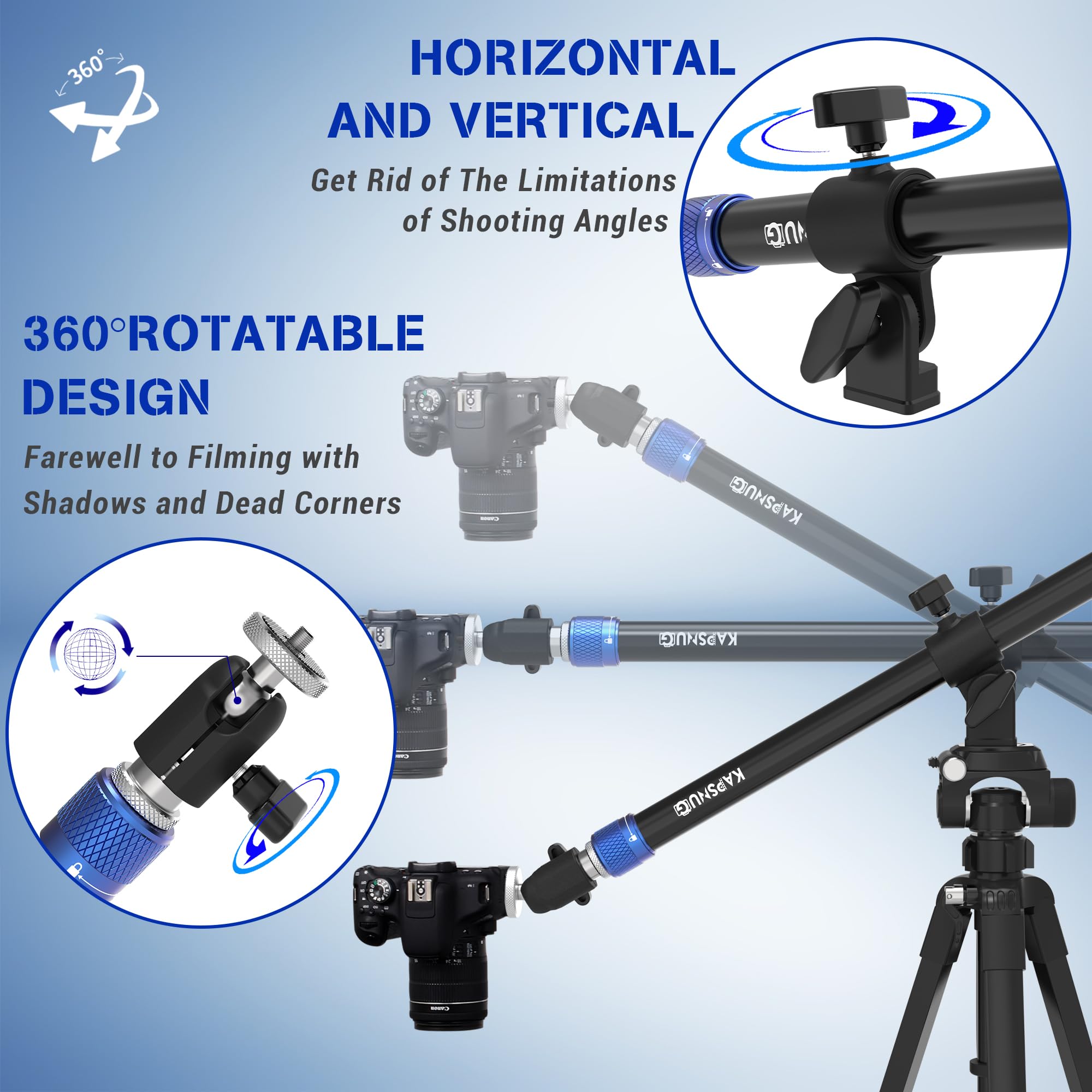 Tripod Extension Arm Horizontal Centre Column Boom Cross Bar 19.5" Extender Rod For Camera Photo Studio Overhead Photography I4798458549 - View #5
