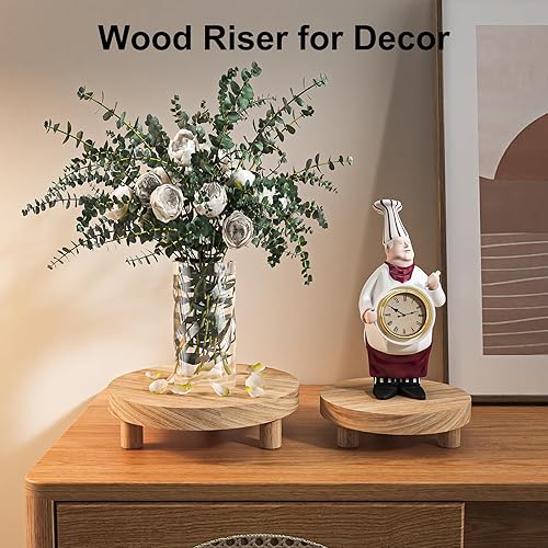 Miniatura 2 de 3 Piezas Soporte de Madera para Plantas Interior Exterior, Elevador Redondo de Madera para Decoración 6810" Taburete de Madera Soporte de Exhibición