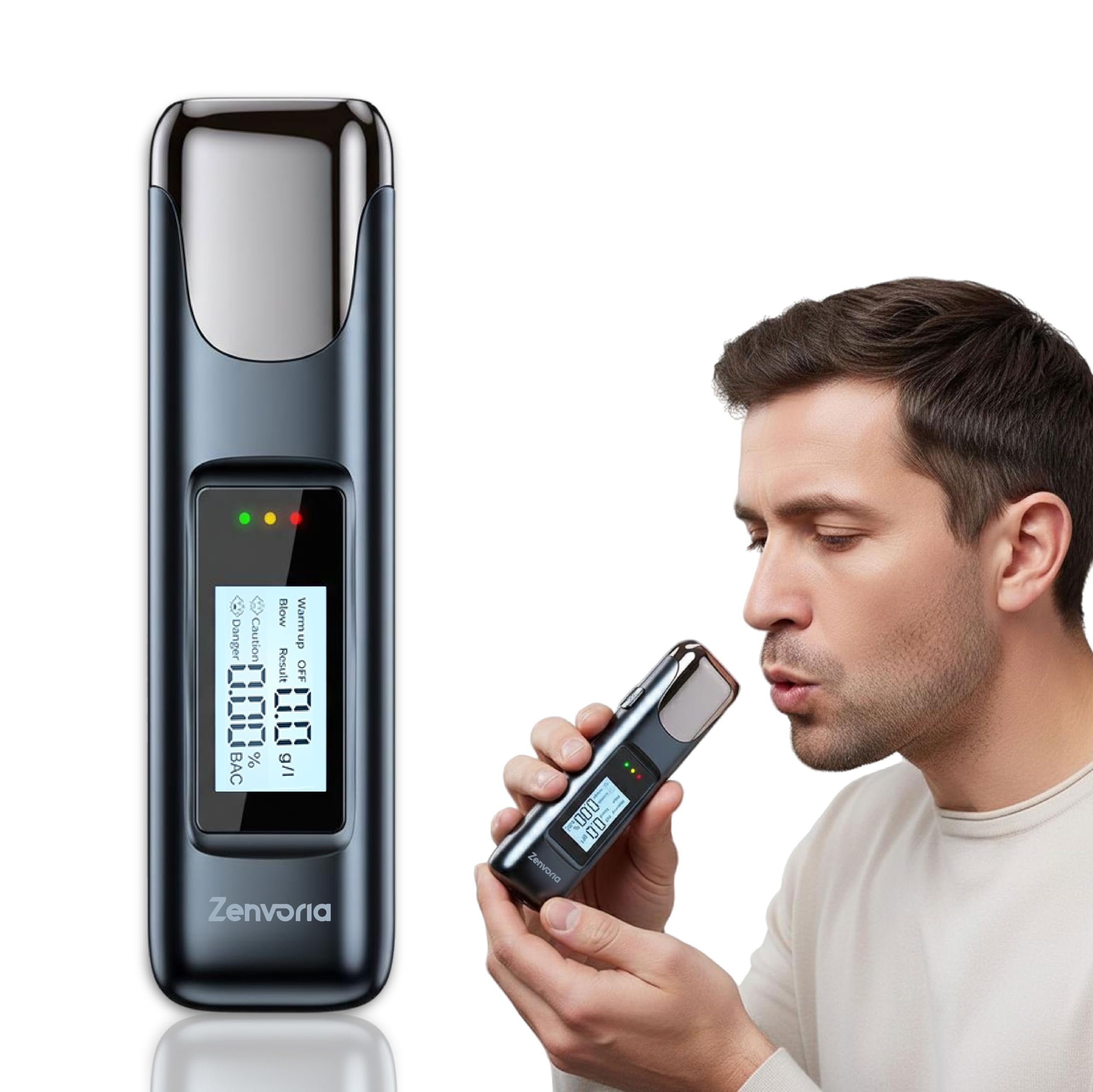 ZENVORIA Z-80 Portable Alcohol Breathalyzer, 300 Test with Single