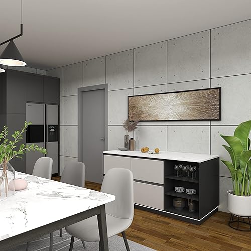 Miniatura 7 de Deco 79 Lienzo Starburst hecho a mano con marco negro, 71 x 1 x 20 pulgadas, color marrón