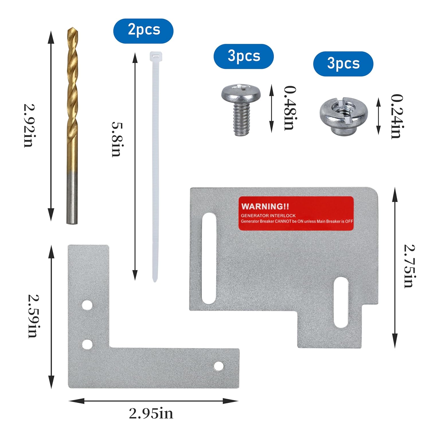 Generator Horizontal Electrical Interlock Kit Compatible with Horizontal Main Cutler Hammer CH Series TAN Breaker 150 or 200 amp Panels,Fit for Safe Usage of Portable Power During Outage(1set)