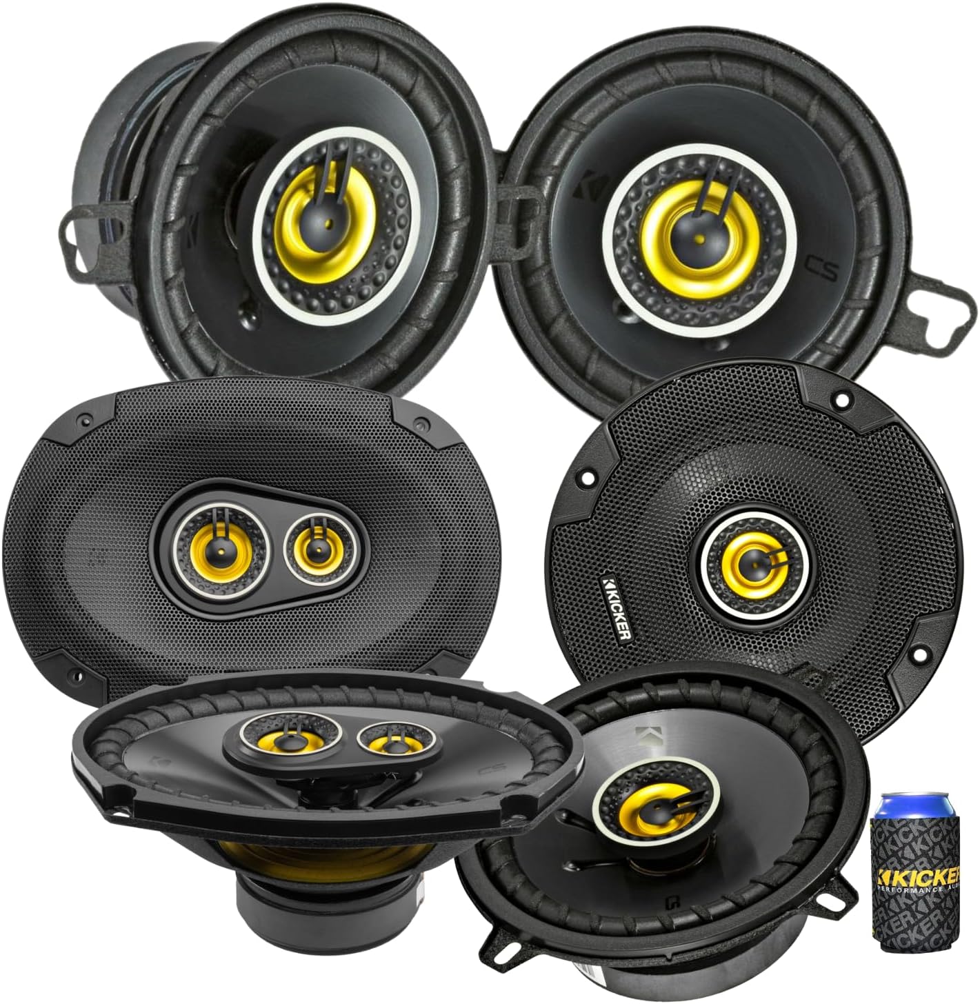 6x9 inch, 5.25 inch and 3.5 inch Speakers for Dodge Ram 2002-2011 Kicker CS Series Upgrade Kit Front and Rear with a can Cooler