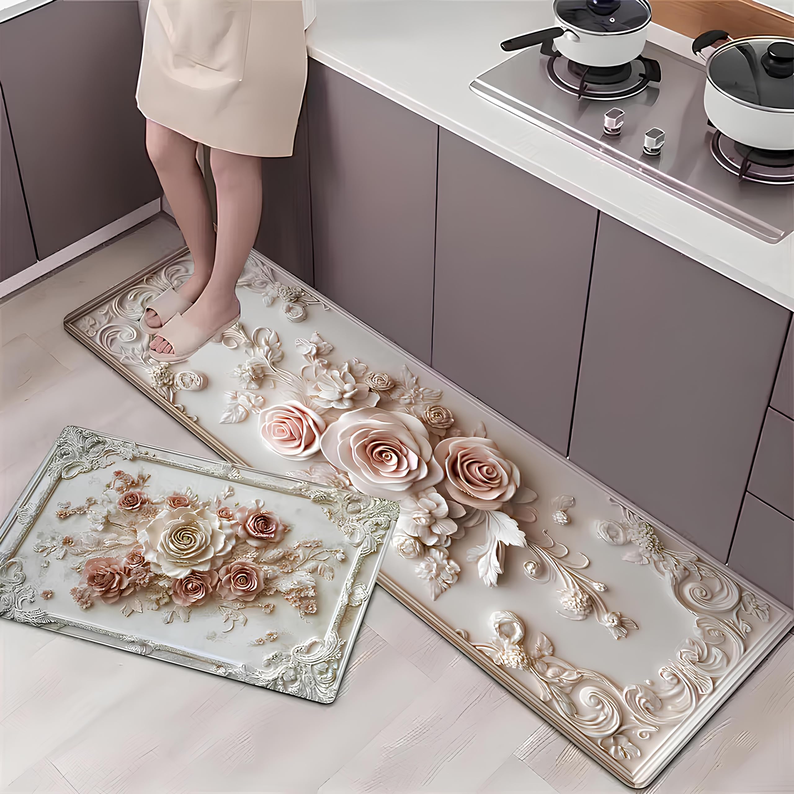 Arviz Floral Kitchen Mat - Anti-Slip & Washable -11