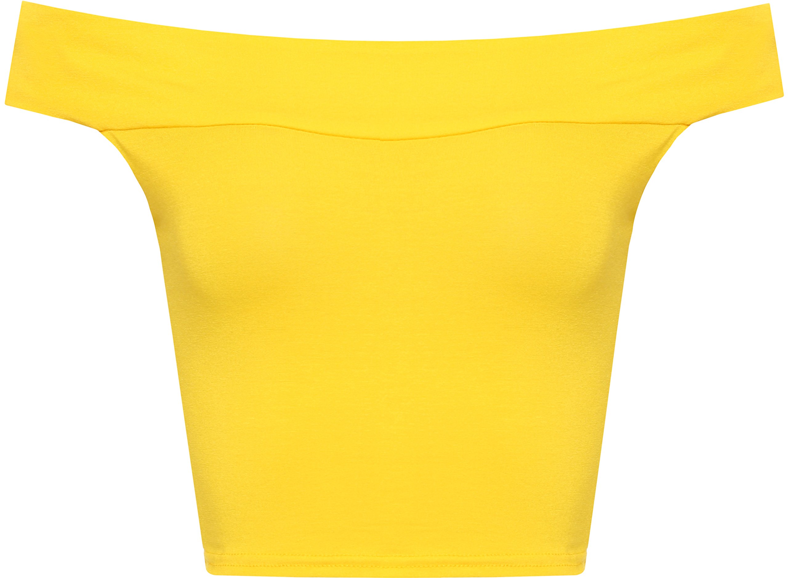 Wearall Women's Yellow Off Shoulder Plain Short Crop Bandeau Open Cowl Neck Top - 8-10