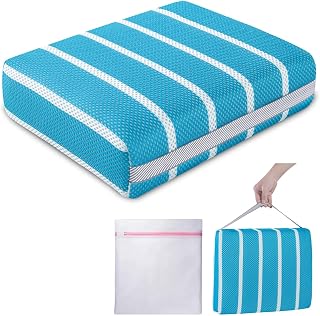 OS OMYSTYLE Hot Tub Booster Seat Cushion Pillow for Indoor or Outdoor Use, Weighted Spa Pillow with Washable 4D Mesh Cover & Non-Slip Bottom, Hot Tub Accessories for Adults - 16 x 12 x 4.3 Inch, Blue