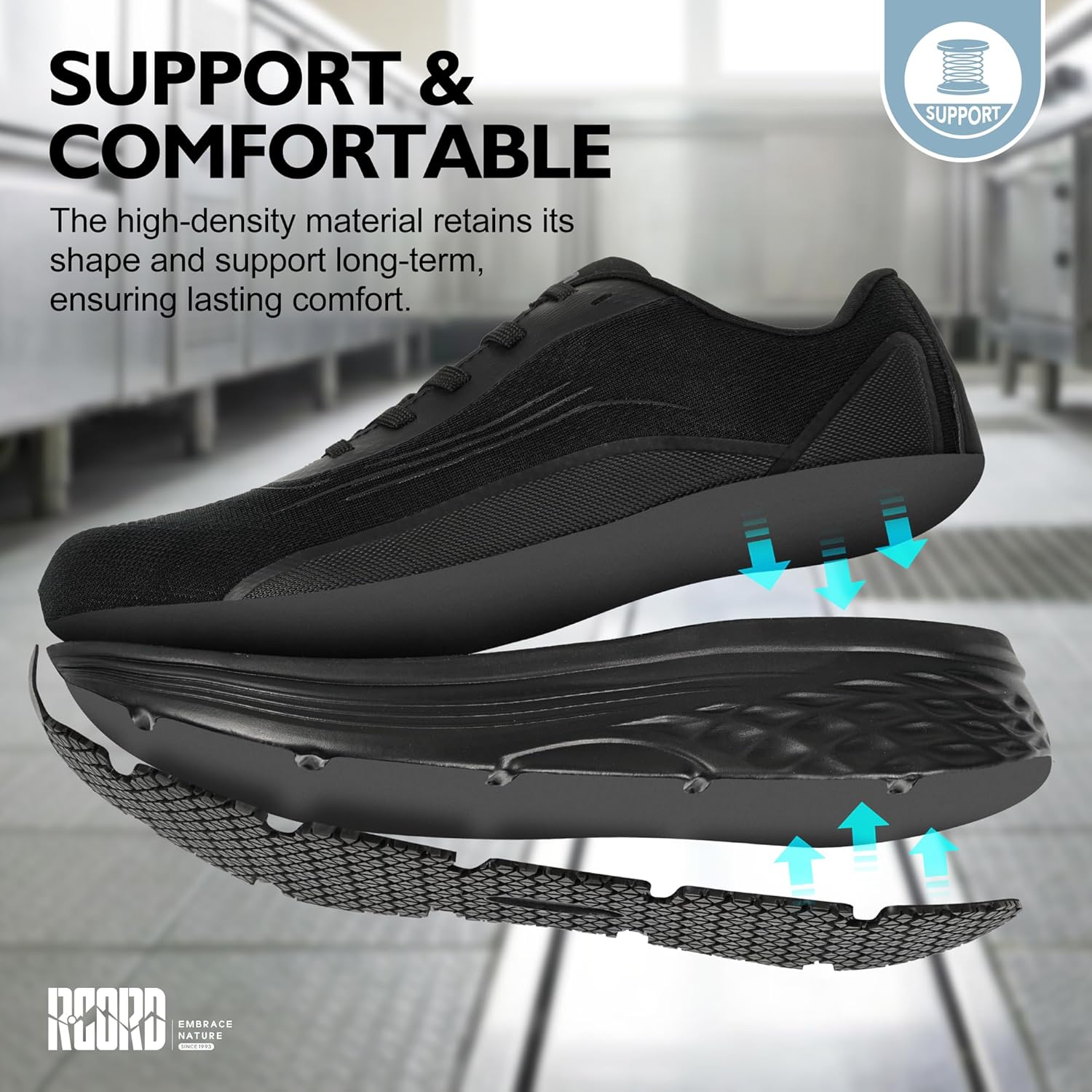 R CORD Non Slip Work Shoes Women Waterproof Flexible Enhanced Support Womens Work Shoes in Food Service Hospital Convenience Store Workers Long Hour Comfort Zapatos Antideslizantes para Mujer