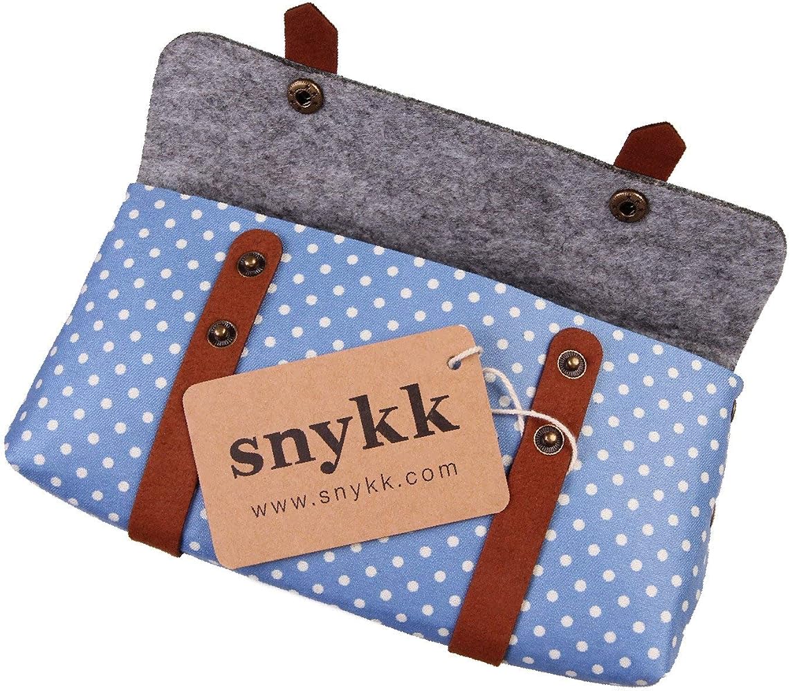 Snykk Felt Tobacco Pouch with Poppers - White and Blue Polka Dot