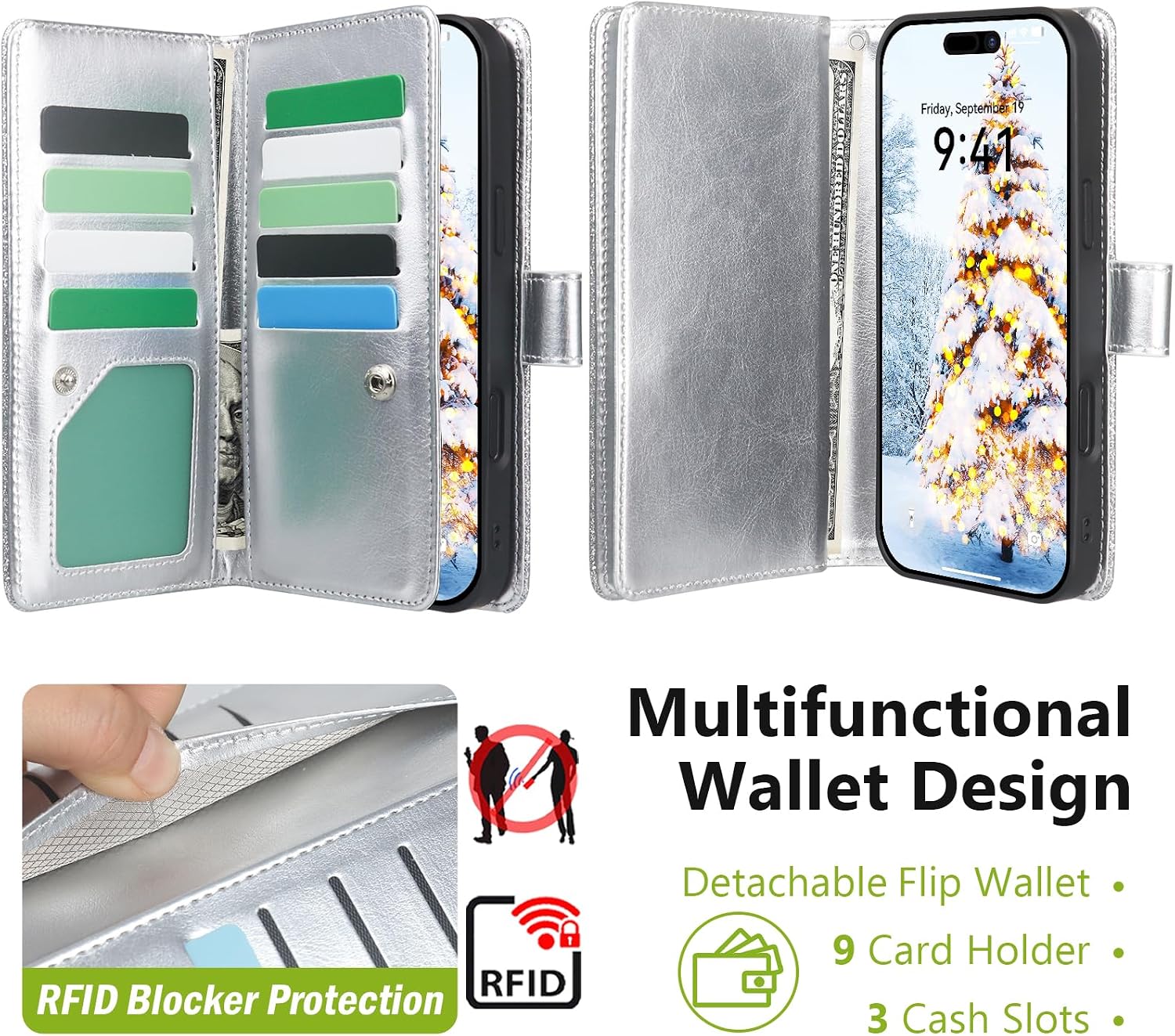 Varikke Wallet Case for iPhone 16 - Compatible with Magsafe, Dark Purple image 2