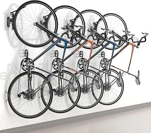 Miniatura 9 de Kesito Soporte de pared giratorio para bicicleta, soporte vertical para bicicleta, gancho para colgar bicicletas, organizador de garaje para colgar