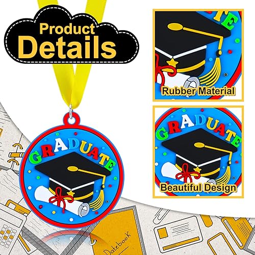 Miniatura 3 de Tigeen Medalla de graduación de jardín de infantes para niños, medalla de graduación de goma con cinta para el cuello, medallas de graduación
