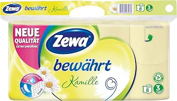 Zewa Chamomile Toilet Paper, 8 Rolls of Toilet Paper, 3 Ply, 0.72 g