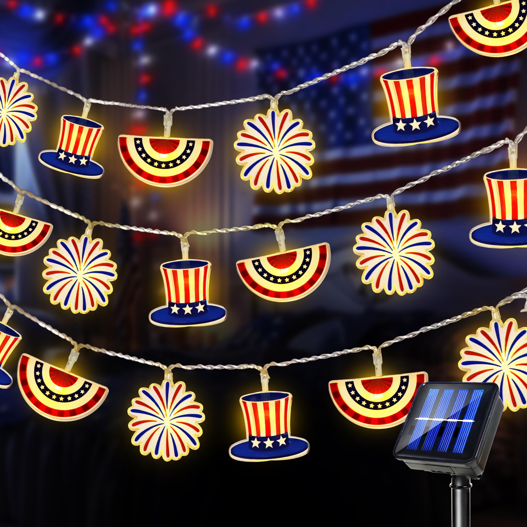 Tifeson Solar Patriotic String Lights