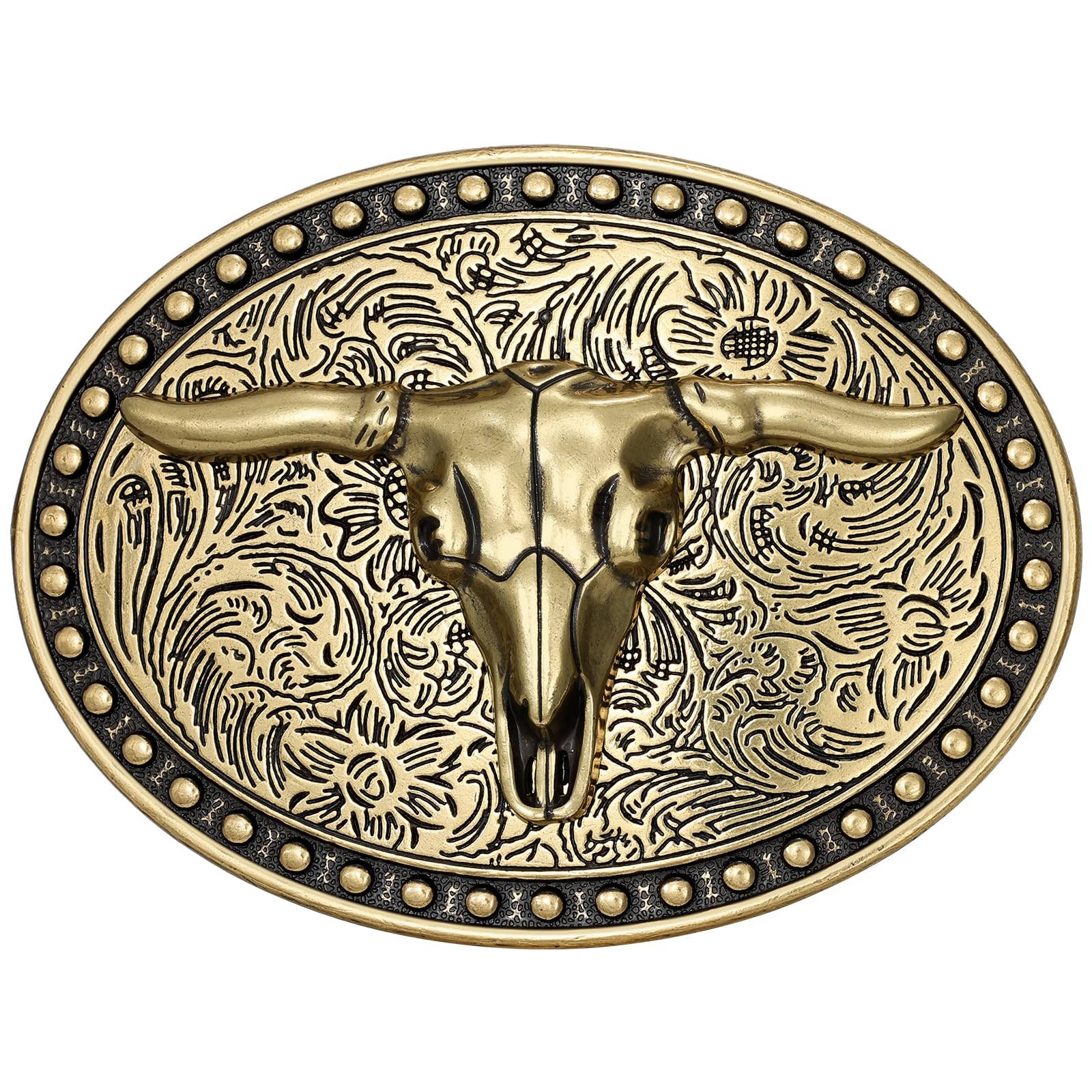 Western Cowboy Belt Buckle for Men Vintage Cowboy Cowgirl Rodeo Texas Buckle Longhorn Bull Belt Buckles