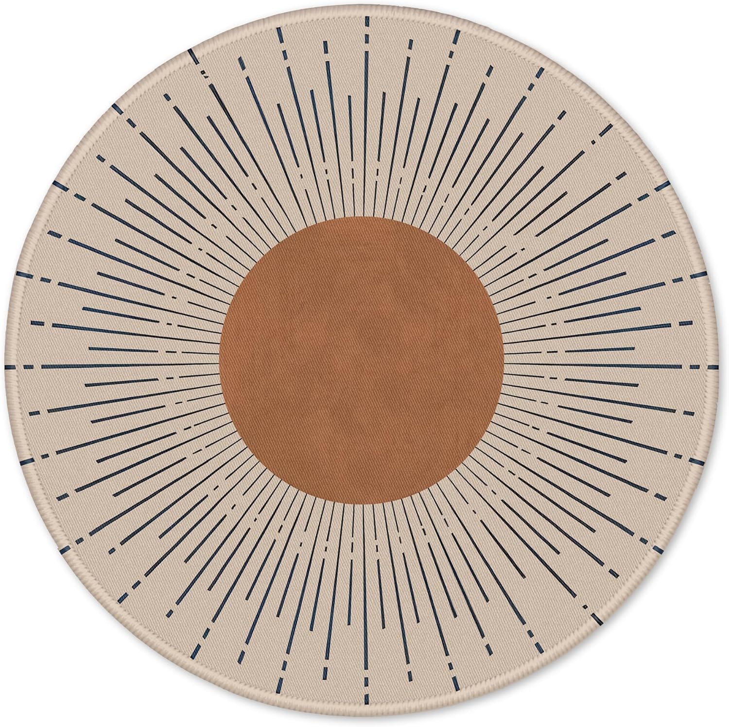 Beige Retro Boho Sun Sunrise Sunset Sunshine Round Gaming Mouse Pad, Bohemia Round Mousepads for Desk Home Office Computers Laptop Accessories, Boho Lovers Gifts, 7.9x7.9 Inch