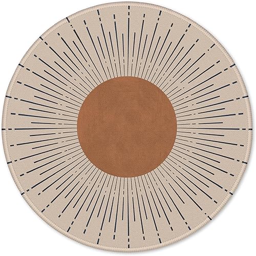 Miniatura 12 de Alfombrilla de mouse redonda estética retro de arco iris colorido para juegos, arco iris retro, amanecer, atardecer, alfombrilla de mouse redonda 02