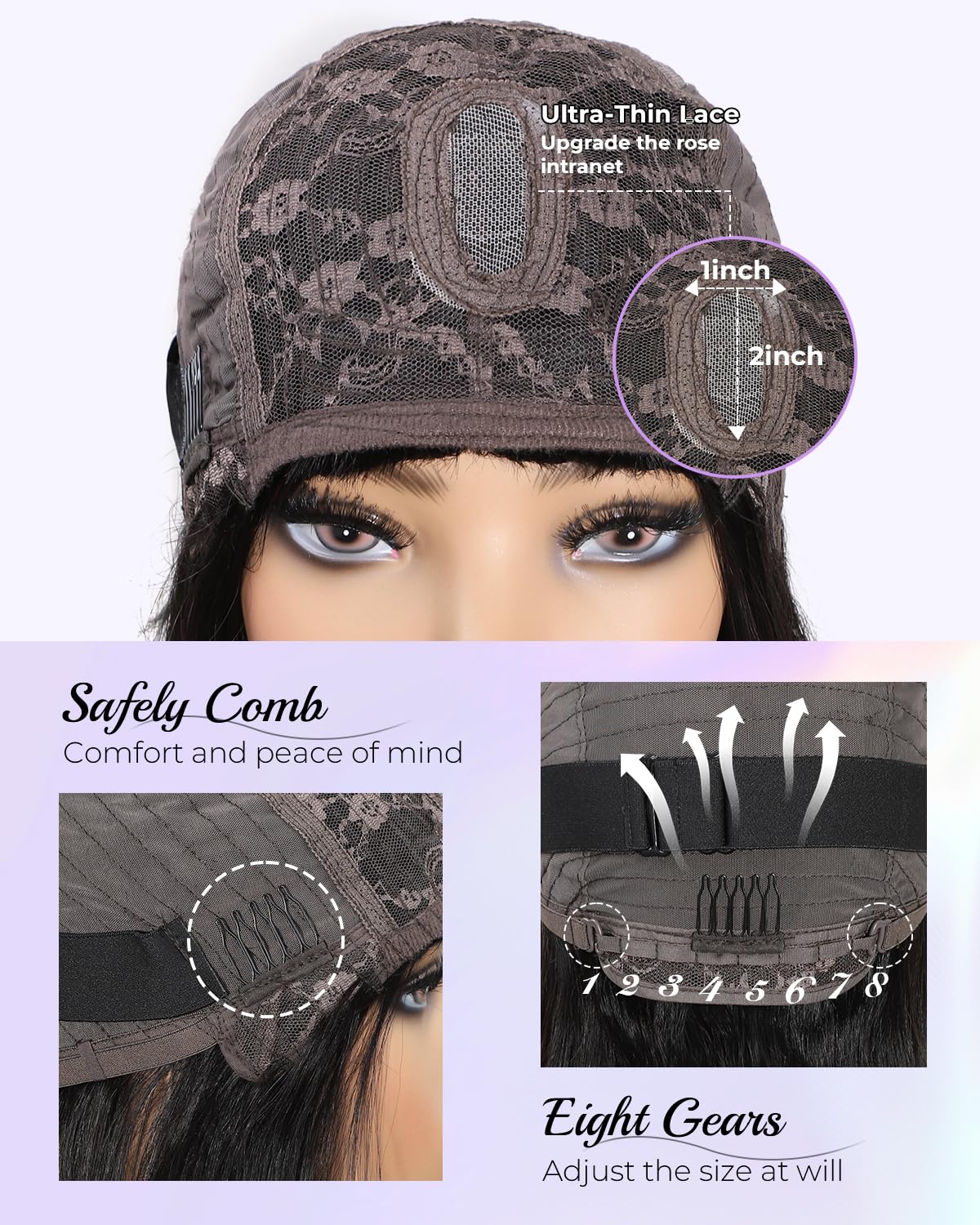 Bob Wig with Bangs Human Hair 100% Human Hair Wigs with Bangs Glueless 2×1 Lace Closure Short Bob Wig Human Hair Straight Wigs for Black Women Closure 180% Density Beginner Friendly(12Inch,Black) - Image 3