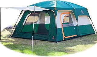 KTT Extra Large Tent 12 Person(Style-B),Family Cabin Tents,2 Rooms,Straight Wall,3 Doors and 3 Windows with Mesh,Waterproo...