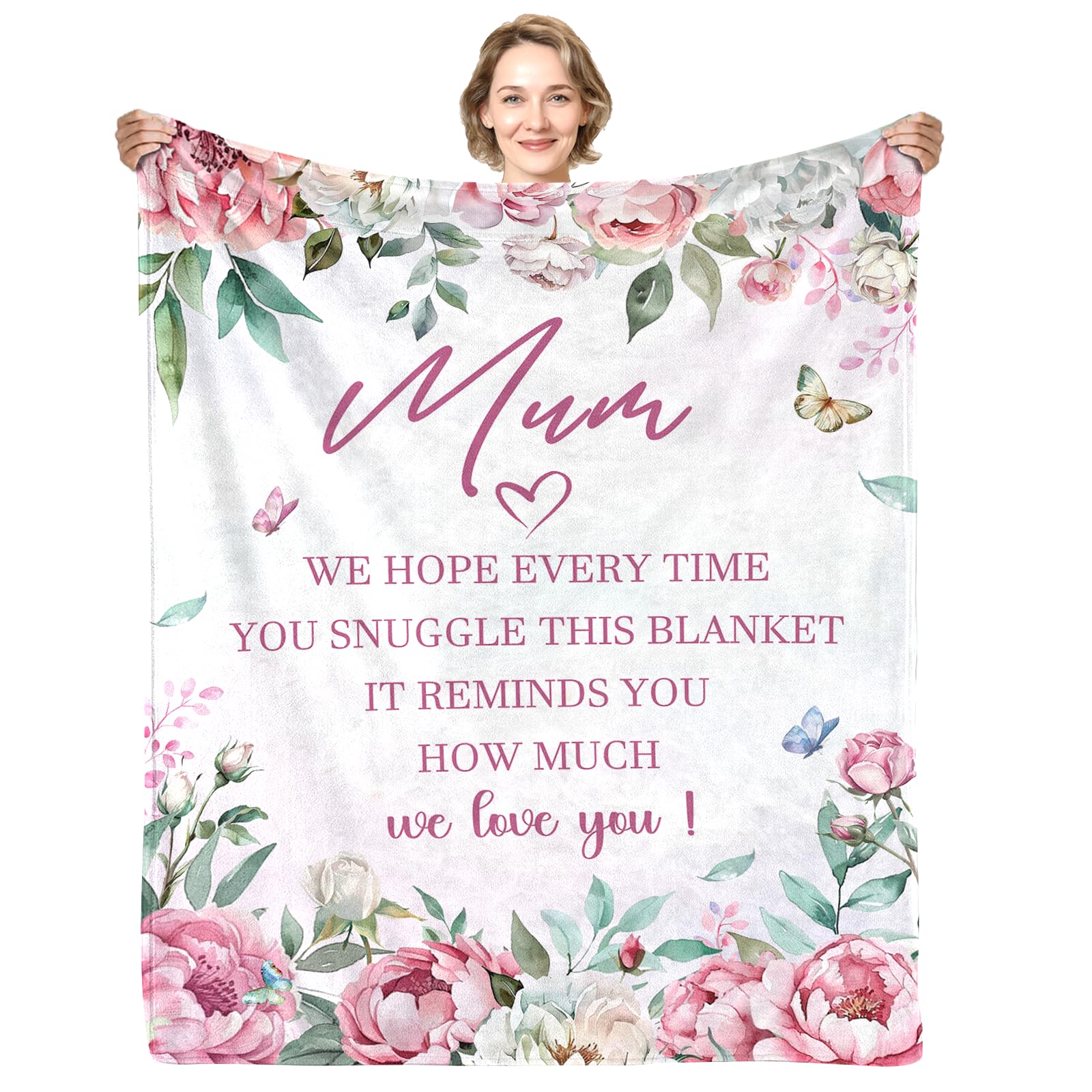 Yasrlvun Mum Gifts from Daughter Son, Mums Birthday Gift 50x60 Inch Mum Blanket Christmas Mothers Day Throw Blankets for Mother