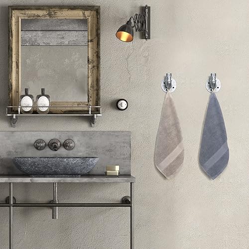 Miniatura 9 de HouseAid Soporte para toallas de hierro industrial, gancho rústico para bata de baño, estilo vintage, montaje en pared, negro mate (paquete de 4)