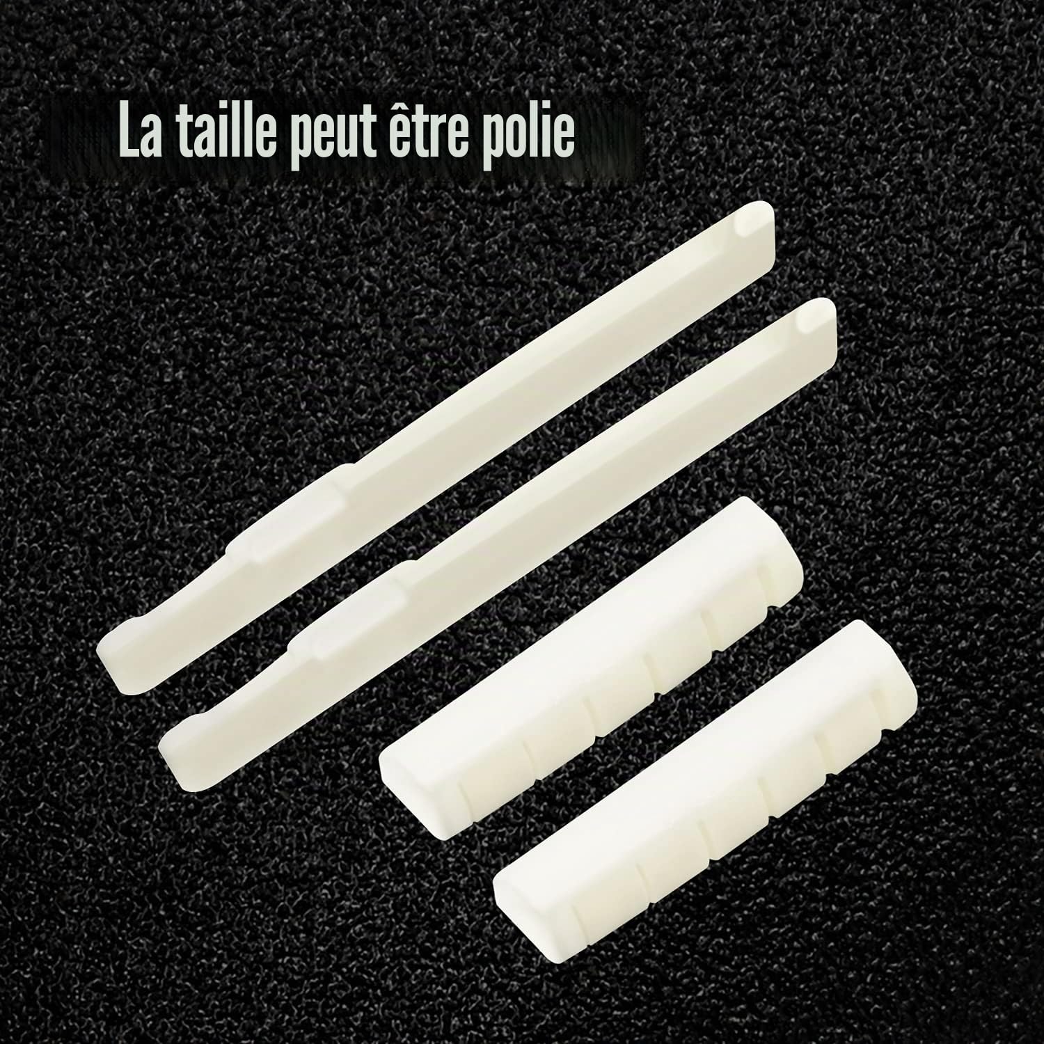 Ensemble de Sillets de Tête et Chevalet en os Véritable est Compatible pour Guitare Acoustique 72/43 mm, Pack de 2