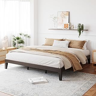 COLAMY 12 Inch King Size Platform Bed Frame，Sturdy Wood Bed Frame with Wood Slat Support, No Box Spring Needed, Easy Assembly(Espresso)