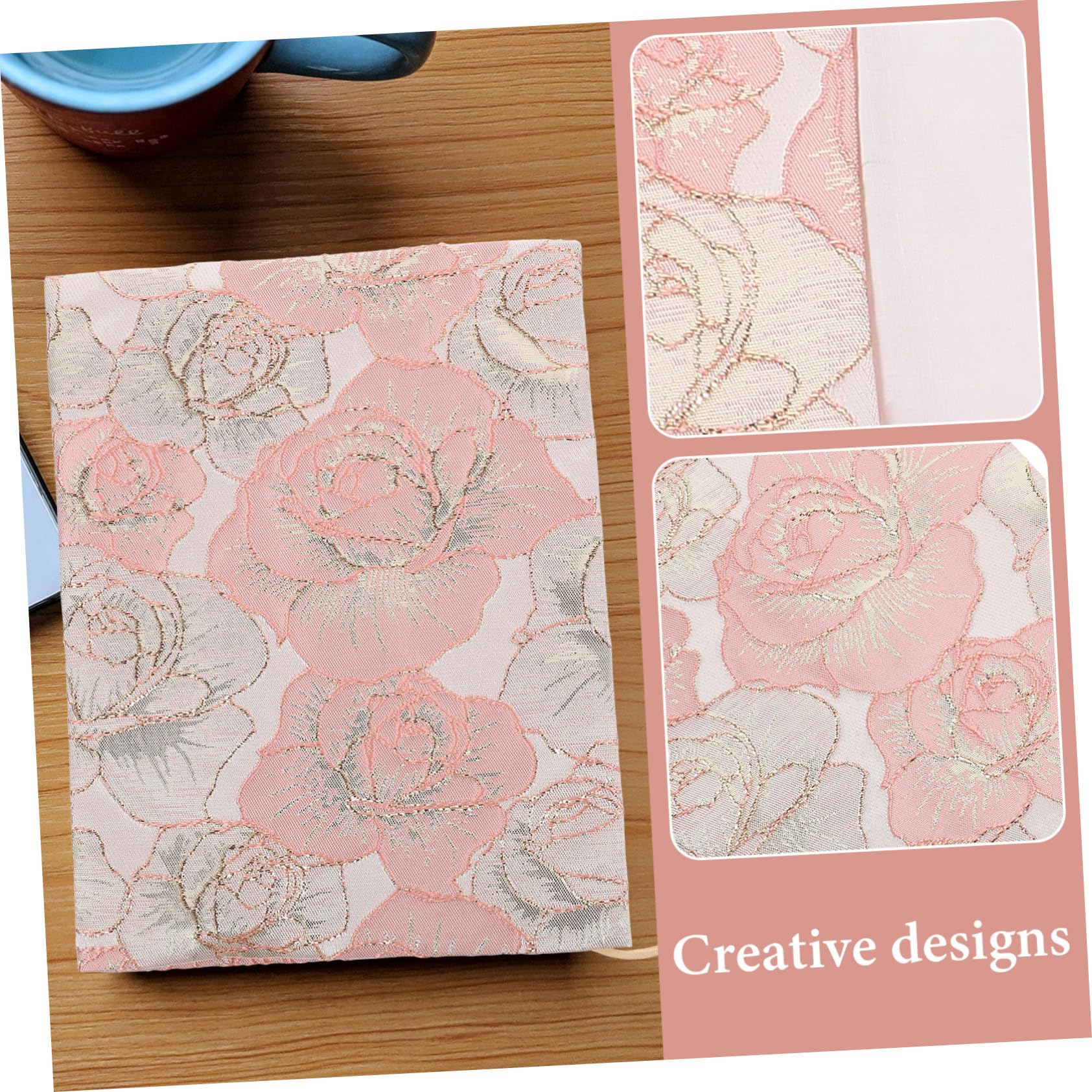 OSALADI 3 Pezzi Copertina del libro in tessuto tela per rilegatura di libri decorazione arredamento protezione coperture organizzatore studentesco copertine di libri riutilizzabili rosa