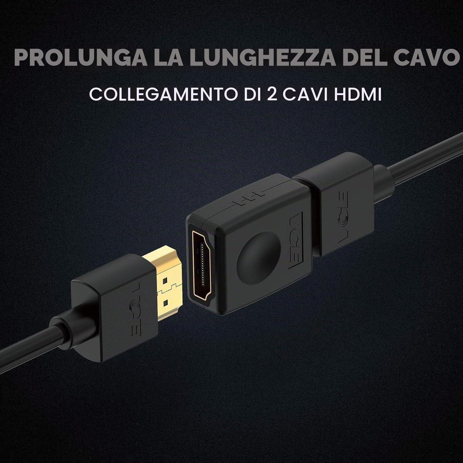 VCE Adattatore HDMI Femmina-Femmina Placcato Oro, Supporta 4K@60Hz HDR ARC, 2 Pezzi