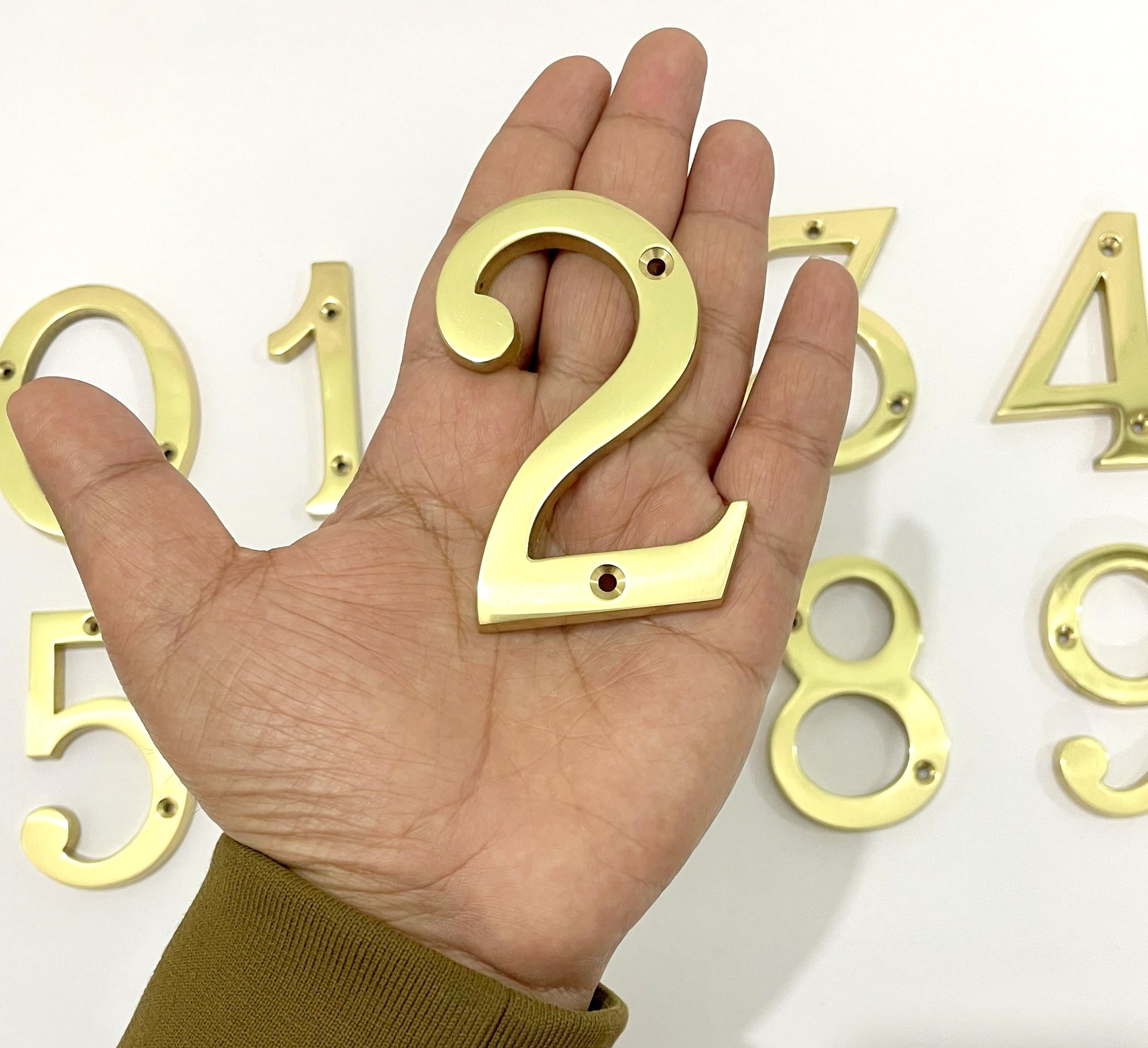 3" House Door Numbers Brass Yellow (Number 2) — Amazon image 2