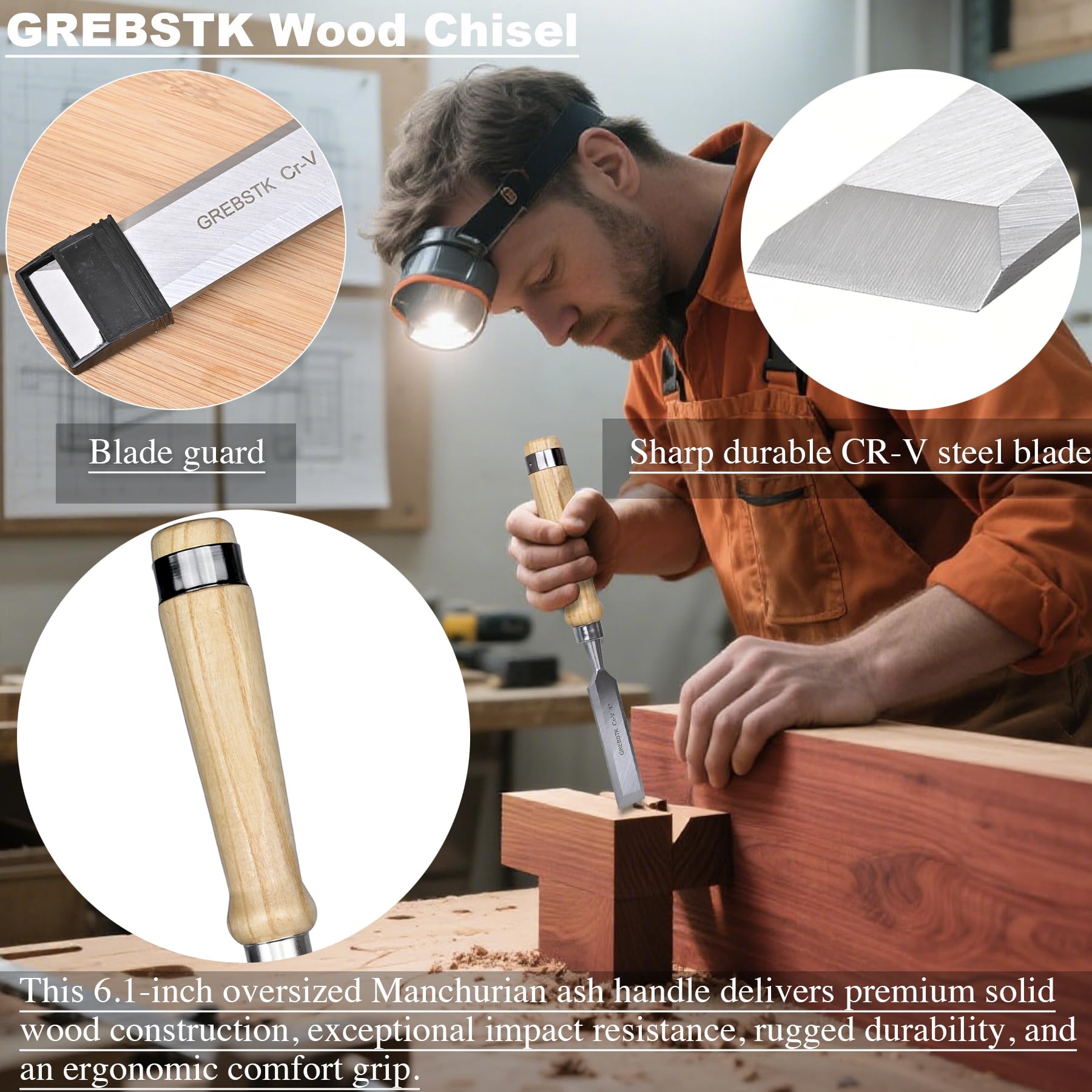 Snapklik.com : GREBSTK 4 Pcs Wood Chisel Set CRV Steel Bevel Sharp Edge ...