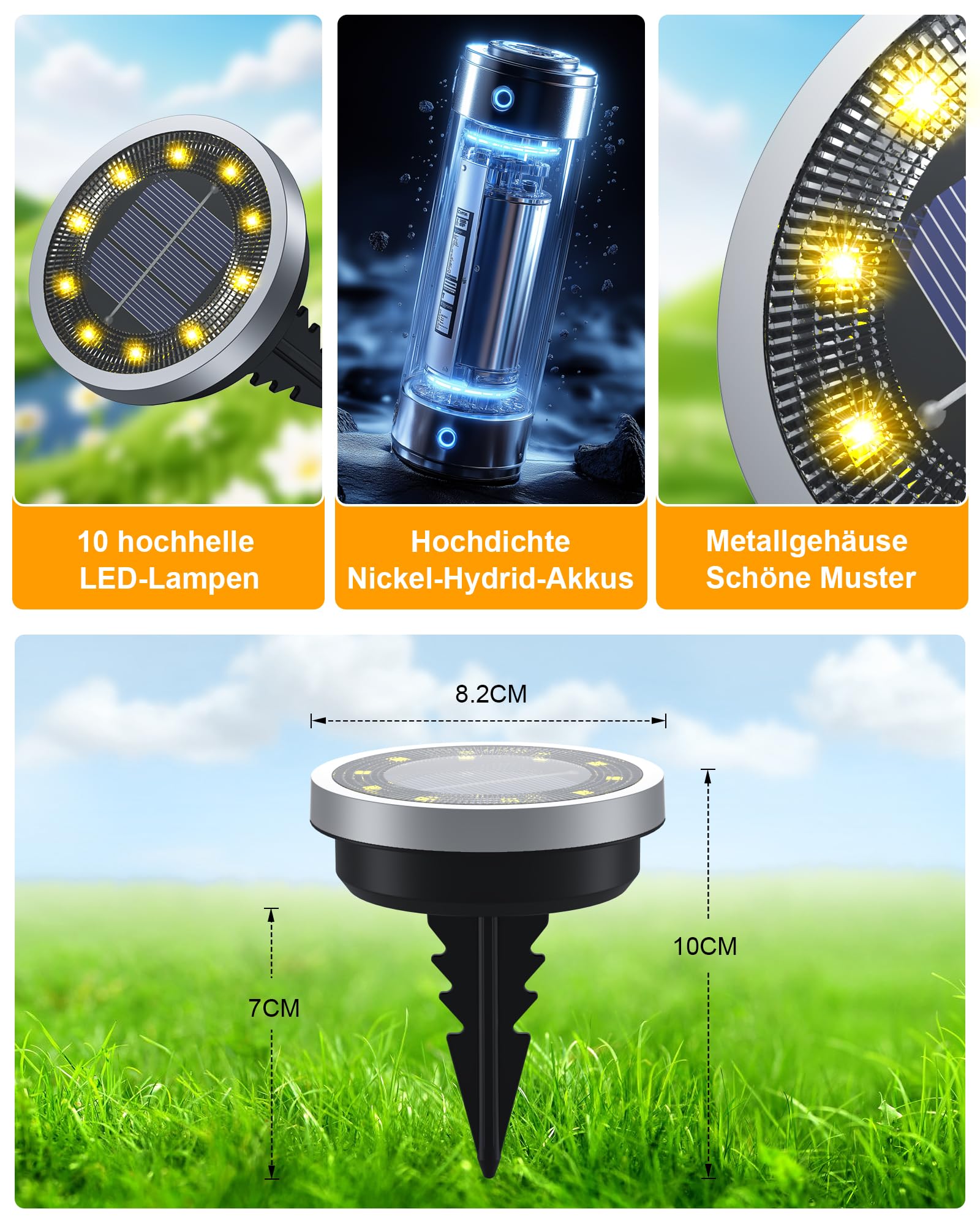 Solarne lampy na ziemię, lampy ogrodowe, wodoodporne stopnia IP65