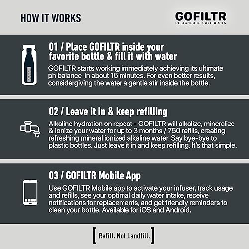 Miniatura 4 de Botella de agua alcalina de 32 onzas + 1 infusor de agua alcalino de 9.5 pHbotella de agua aislada que crea agua alcalina  jarra de agua deportiva,