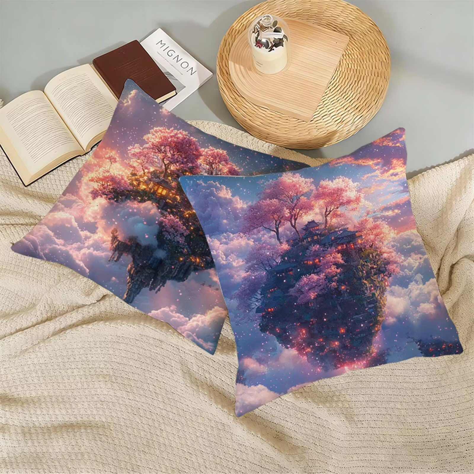 Sky Poszewki na poduszki 80 cm x 80 cm, zestaw 2 szt., poziome, dwustronne, zabawne, trwałe, można prać w pralce, do salonu, odświeżenia, idealna dekoracja domu, prezent W-1344
