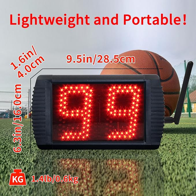 Reloj de tiro LED de 5 pulgadas para baloncesto, temporizador portátil con control remoto miniatura 5