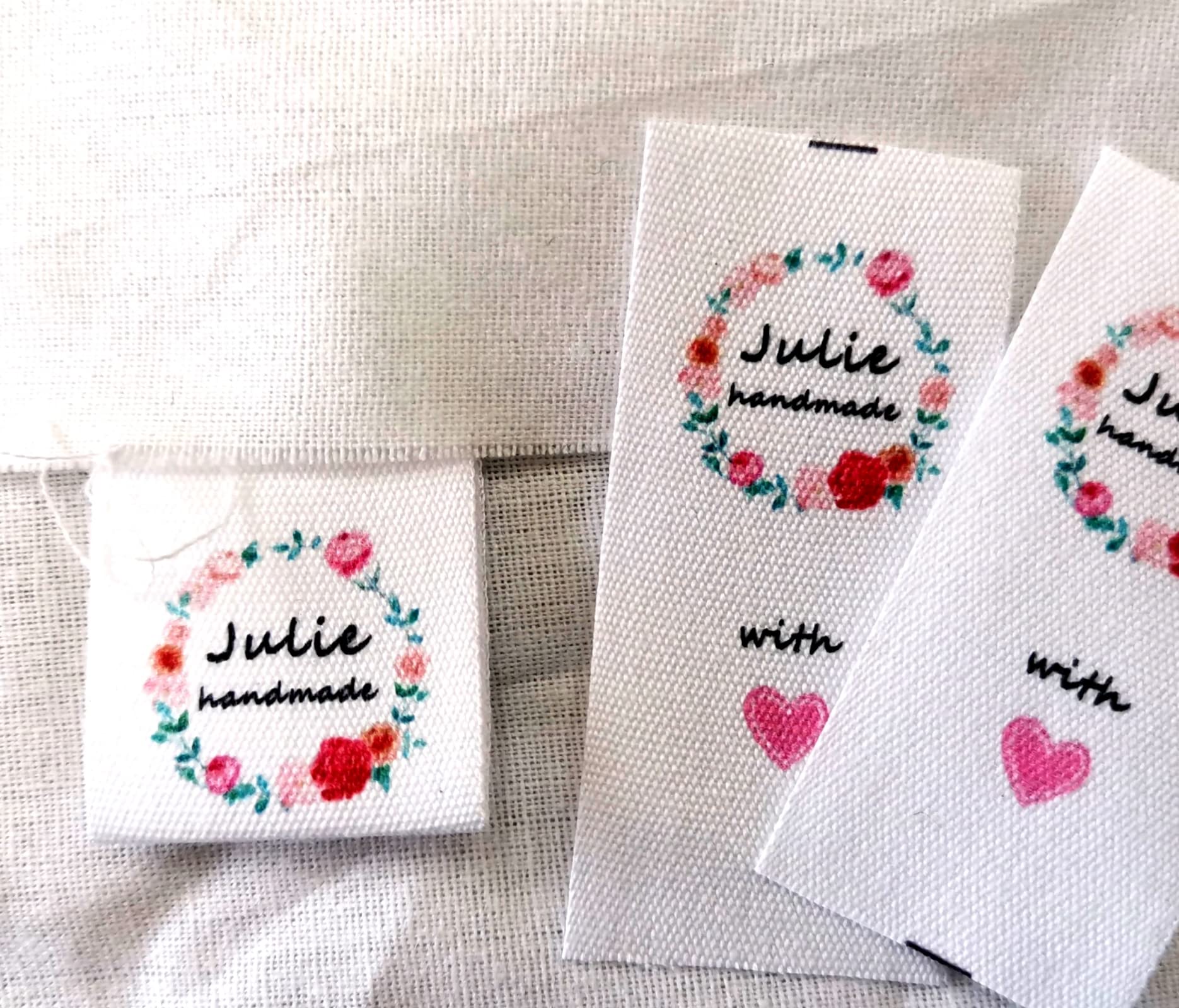 Ler Etiquetas para Ropa Personalizadas,Etiqueta Hecha a Mano de Ropa,Etiqueta Personalizada,Accesorios Hechos a Mano del Bolso DIY. (50 pcs,25mm x (50mm + 20mm))