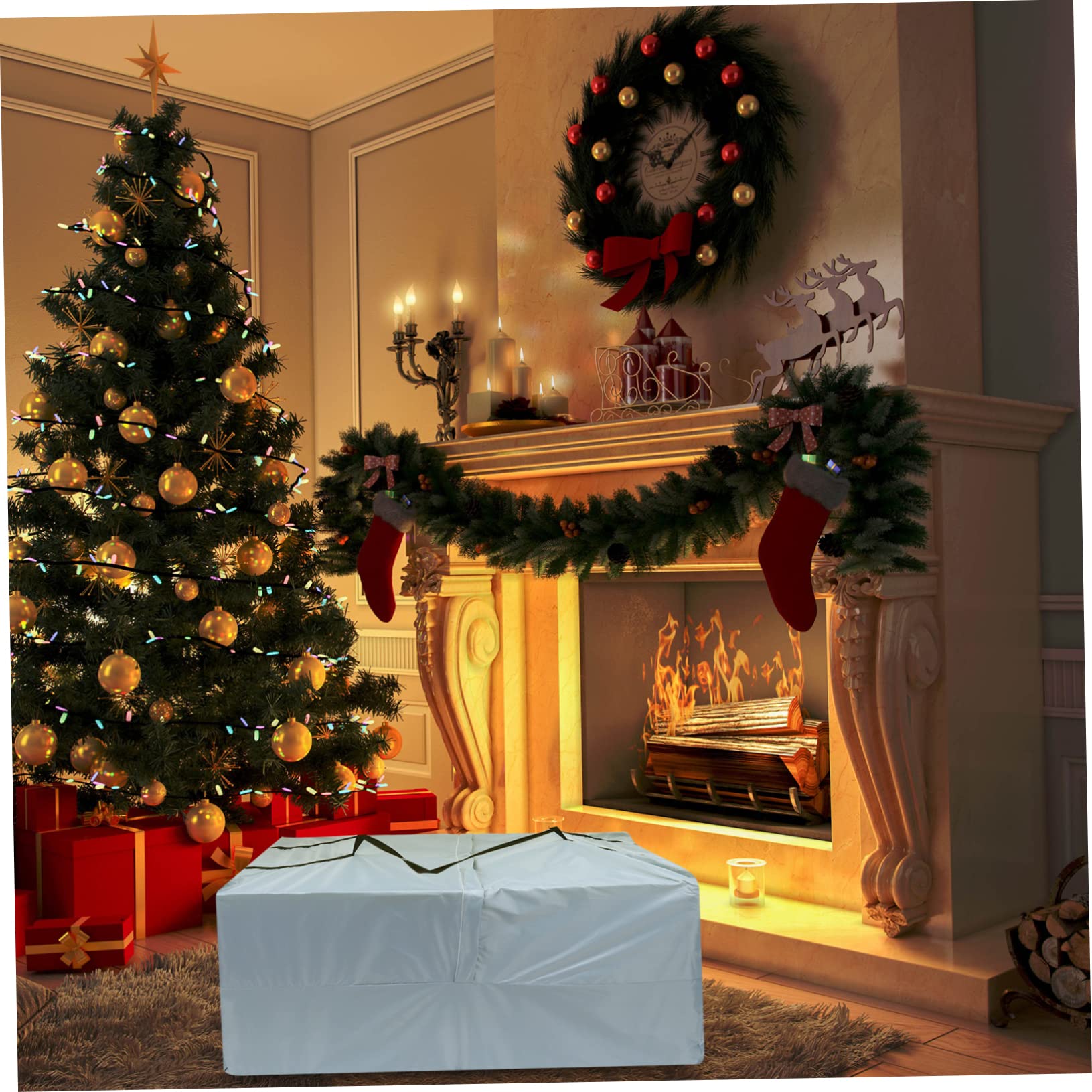 SOESFOUFU Polyester Christmas Tree Storage Bag Large Capacity Decorations Storage Pouch