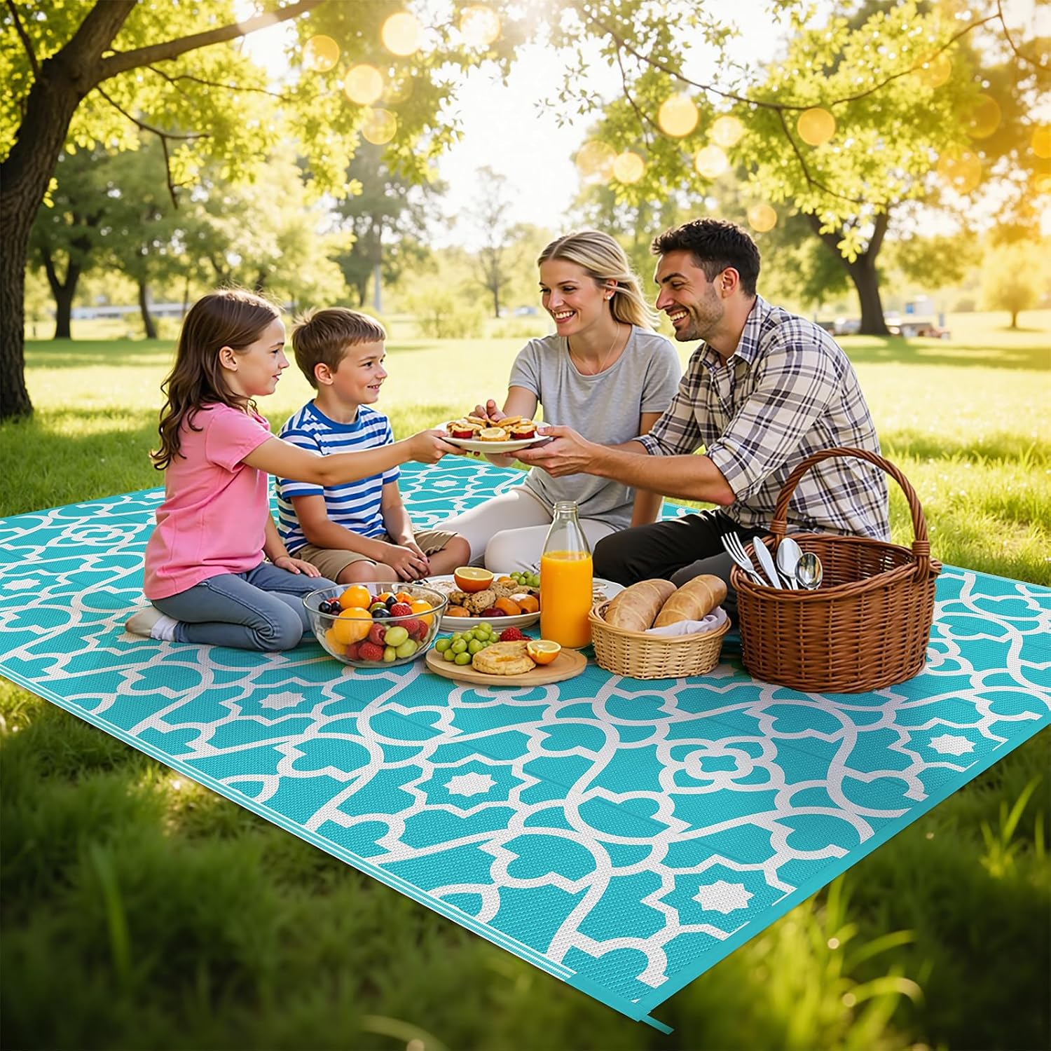 HEBE Outdoor Rug Waterproof 6x9, Plastic Straw Rug Camping Rug, Reversible Outdoor Patio Rugs RV Mat Clearance, Indoor Outside Floor Carpet for Porch,Deck,Camper,Balcony,Backyard