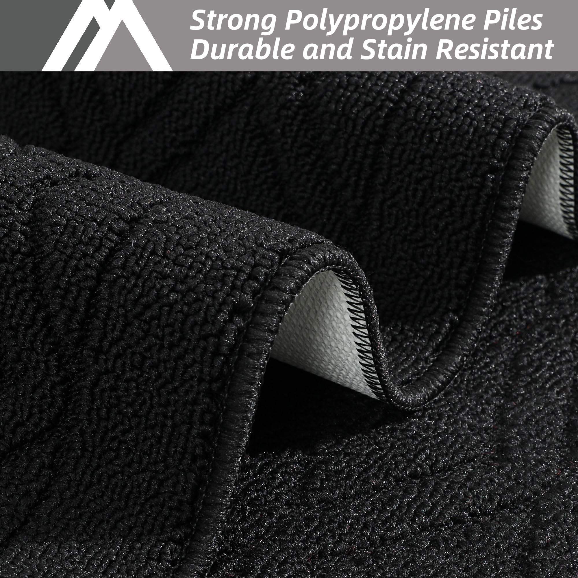 COSY HOMEER 121,9 x 50,8 cm/76,2 x 50,8 cm Küchenteppichmatten aus 100% Polypropylen, 2 Stück, weiche Küchenmatte, spezialisiert auf rutschfest und maschinenwaschbar, schwarz