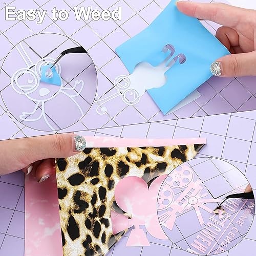 Miniatura 4 de CAREGY Paquete de vinilo HTV de transferencia de calor paquete de 55 vinilos de poliuretano de 12 x 10 pulgadas para camisetas, 45 colores surtidos