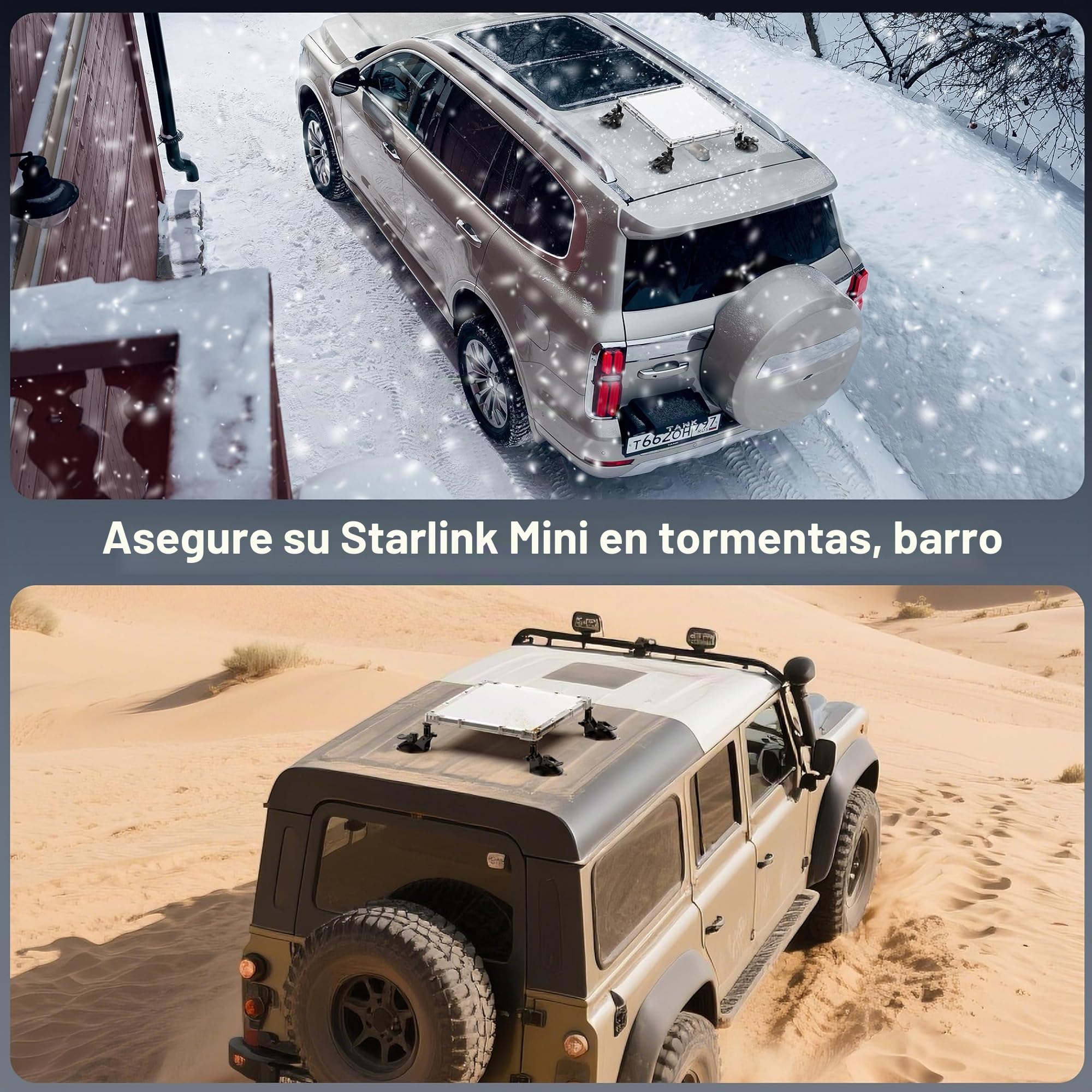 Hugener Starlink Mini soporte con cubierta protectora de acrílico – Kit de 4 ventosas resistentes a la intemperie, a prueba de granizo y resistente a los rayos UV para coches, SUV, caravanas, barcos