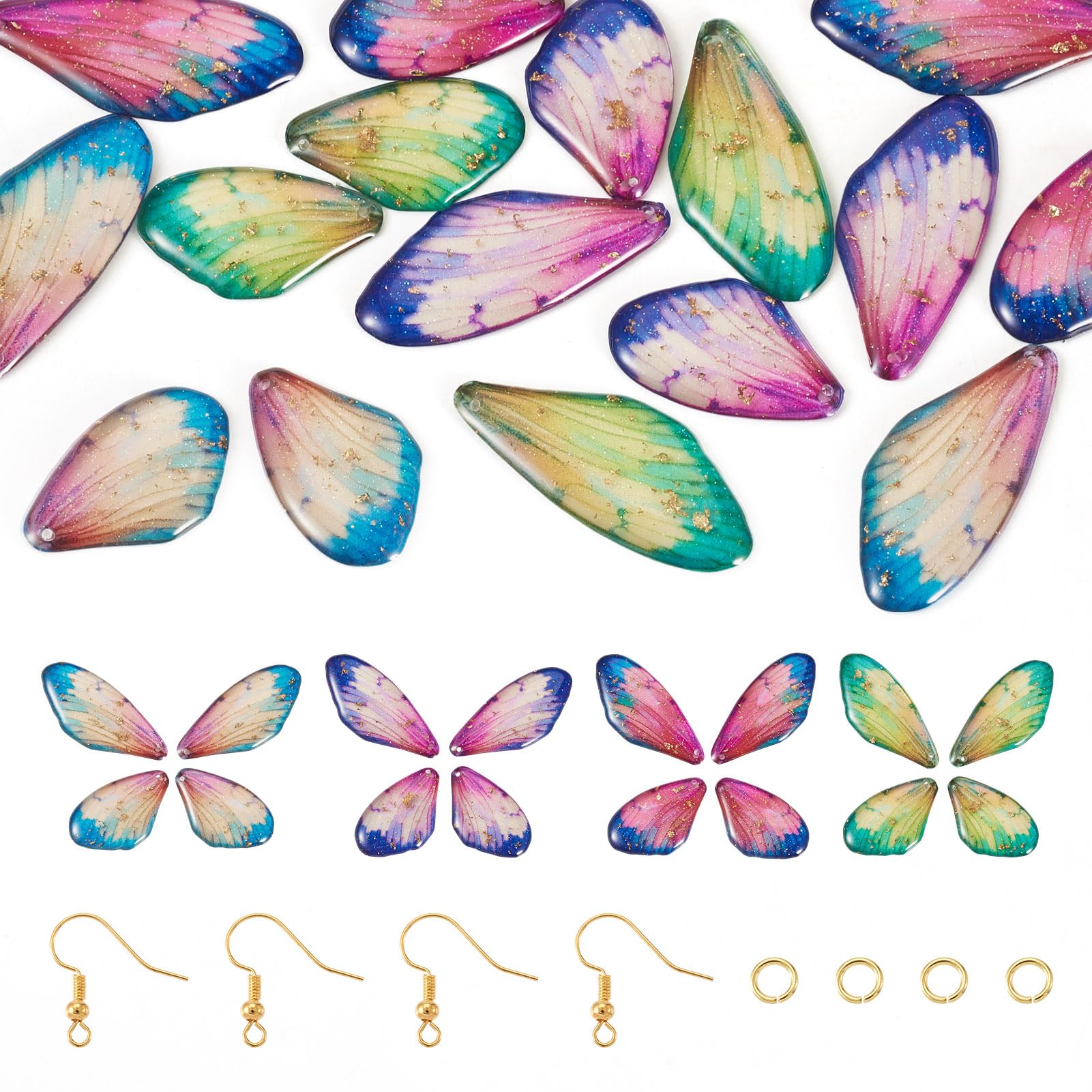 Spritewelry Resin Wing Charms Insect Dragonfly Feather Dangle Charms Butterfly Wing Dangle Pendants Earring Jewelry Kits with Hooks & Jump Rings for DIY Jewelry Making — image 1