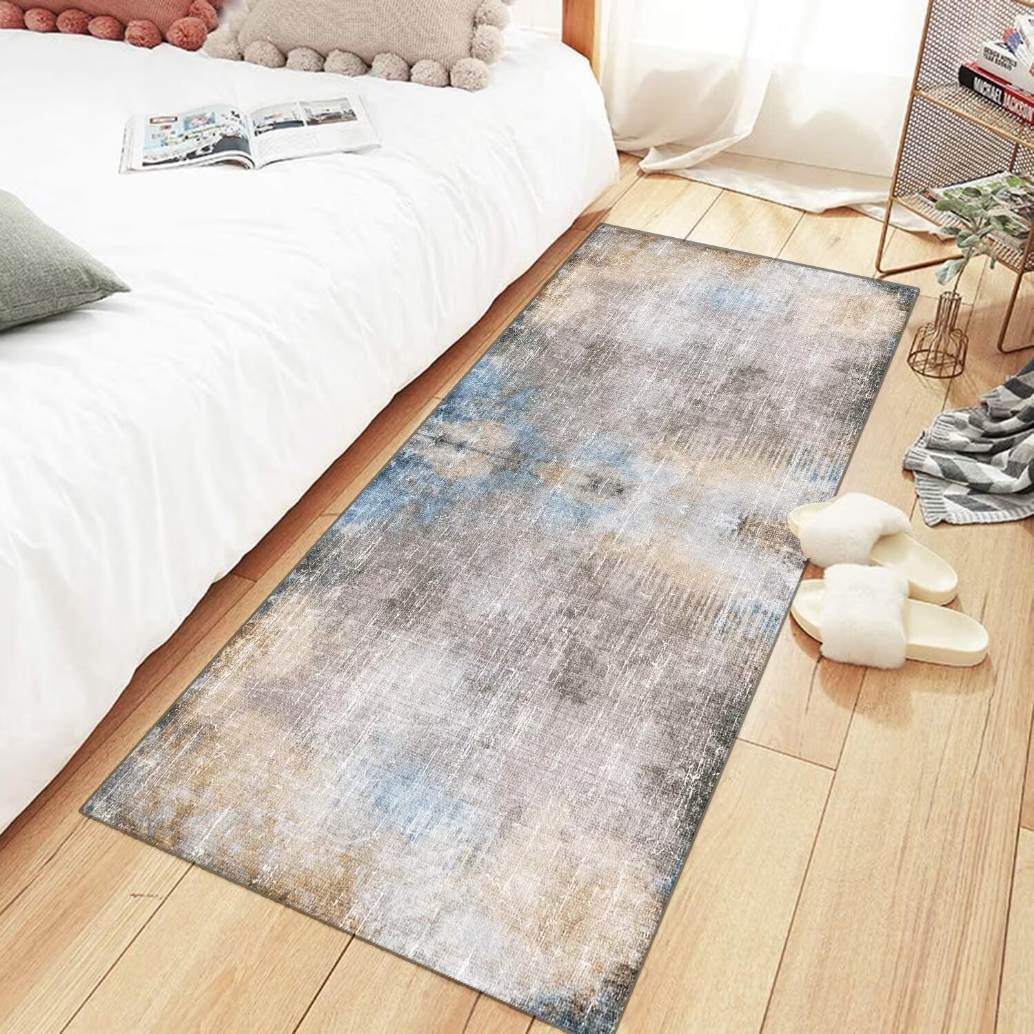 ZUZEKU Tapijtloper voor gang, keuken, antislip, wasbaar, tapijtmatten, modern design, keukenloper, blauw, 60 x 200 cm, keukentapijt, per meter, eetkamer, slaapkamer, woonkamer, vuilvangmat ZUZEKU Tapijtloper voor gang, keuken, antislip, wasbaar, tapijtmatten, modern design, keukenloper, blauw, 60 x 200 cm, keukentapijt, per meter, eetkamer, slaapkamer, woonkamer, vuilvangmat