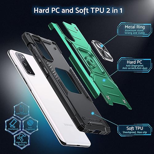 Miniatura 5 de Anqrp Funda para Galaxy S20 FE 5G, funda protectora de grado militar con soporte de anillo de metal mejorado soporte magnético compatible con