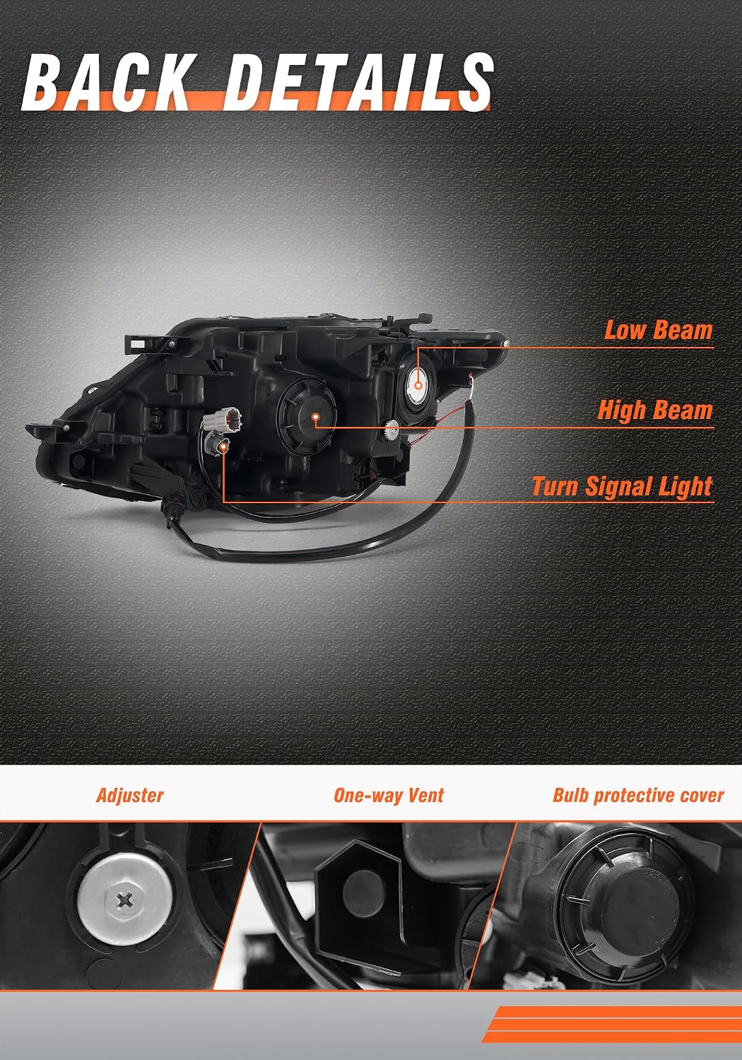 for Nissan Rogue 14 15 16/2014-2016 Rogue Black Housing Headlight Assembly with DRL Clear Lens Amber Reflector Headlamp Replacement Driver and Passenger Sides(Bulbs not included)