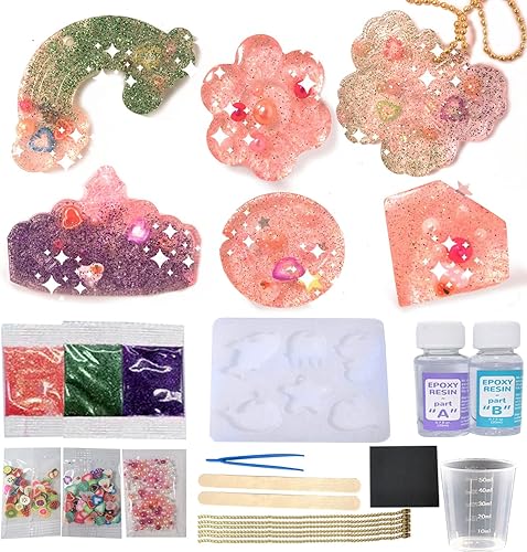 JRD&BS WINL Kit de resina para principiantes con moldes de silicona, kit de fabricación de joyas de resina con toneladas de suministros de